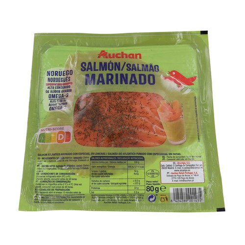 Alcampo AUCHAN Salmón marinado 80 g. Producto Alcampo