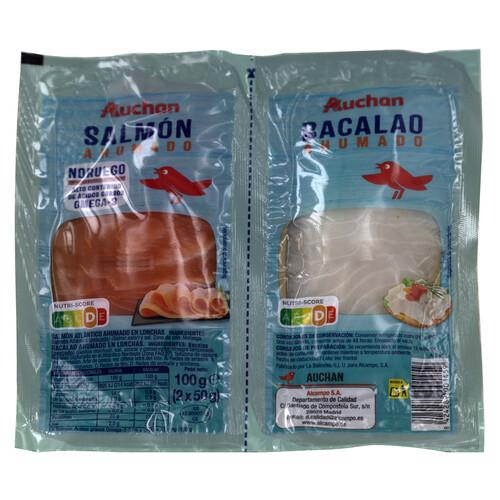 Alcampo AUCHAN Salmón noruego y bacalao ahumado 2 x 50 g. Producto Alcampo