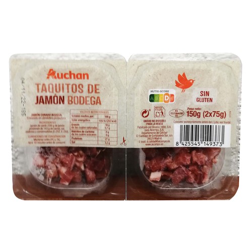 Alcampo AUCHAN Taquitos de jamón curado en bodega 2 x 75 g. Producto Alcampo