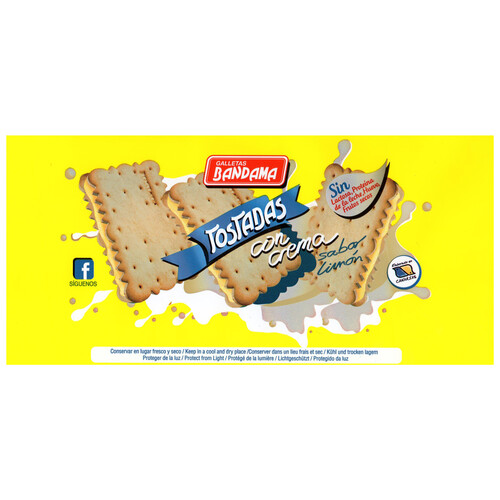 Alcampo BANDAMA Galletas tostadas con crema sabor limón 200 g