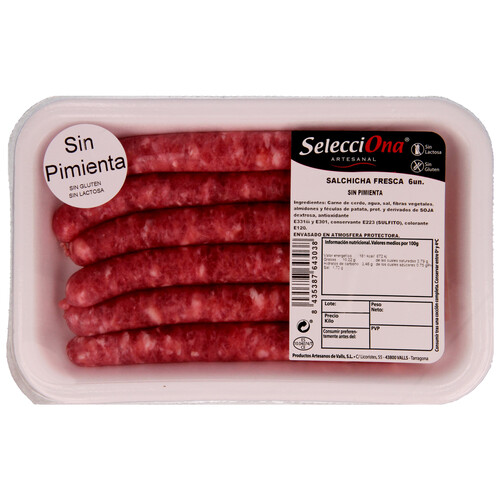 Alcampo Bandeja con 6 longanizas blancas sin pimienta SELECCIONA 330 g