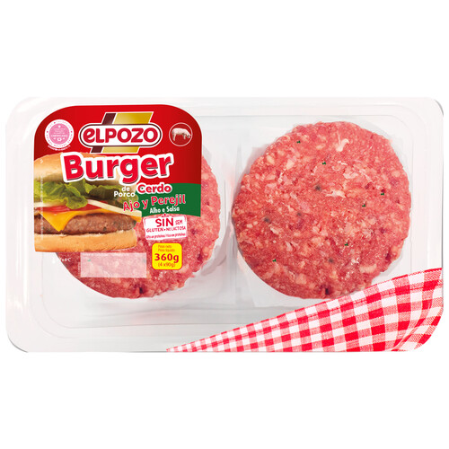 Alcampo Bandeja con burger meat de cerdo con ajo y perejil EL POZO 4 x 90 g
