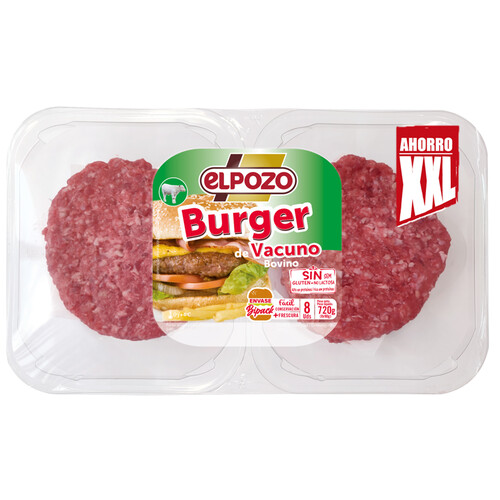 Alcampo Bandeja Con Burger Meat De Vacuno Elaboradas Sin Gluten Ni Lactosa EL POZO 8 X 90 G