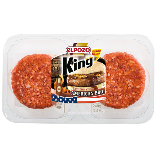 Alcampo Bandeja con burger meat mixta (vacuno - cerdo) con un toque de american bbq EL POZO King 2 x 120 g