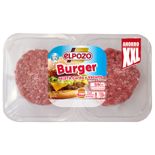 Alcampo Bandeja Con Burger Meat Mixta (vacuno-cerdo) EL POZO 8 X 90 G