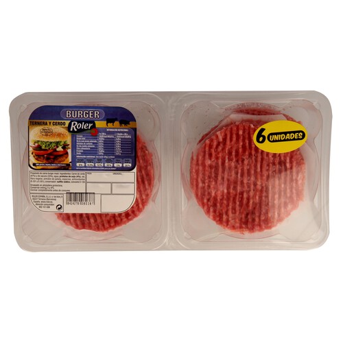Alcampo Bandeja con burger meat mixta (vacuno - cero) ROLER 6 x 80 g
