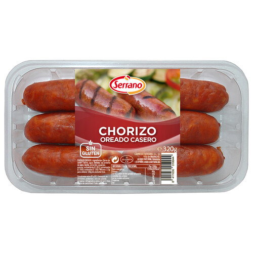 Alcampo Bandeja con chorizos oreados casero elaborados sin gluten SERRANO 320 g
