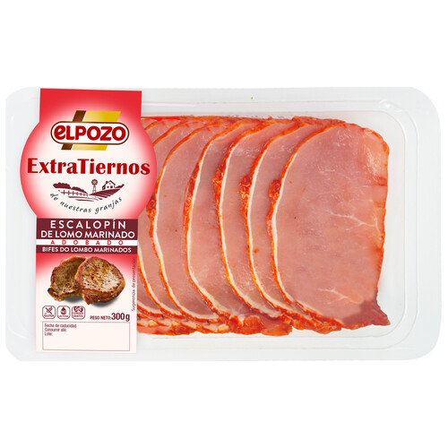 Alcampo Bandeja con escalopines de lomo de cerdo marinados y adobados EL POZO Extratiernos 300 g