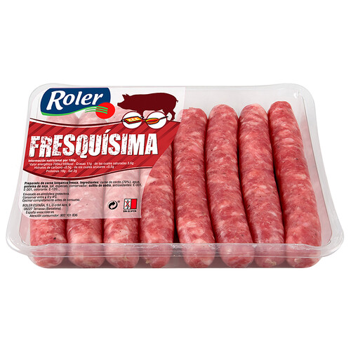 Alcampo Bandeja con longanizas (salchichas) blancas y frescas de cerdo elaboradas sin gluten ROLER 8 uds