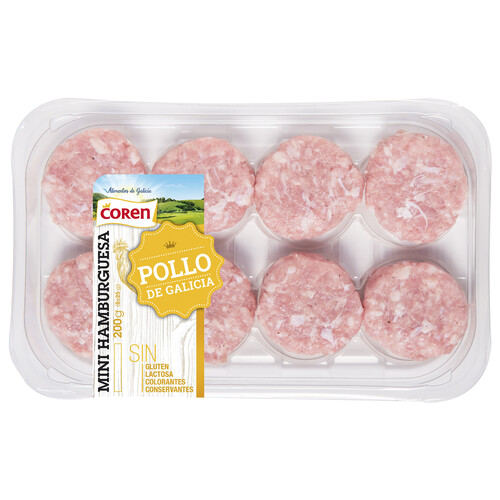Alcampo Bandeja con mini hamburguesas de pollo gallego COREN 8 x 25 g