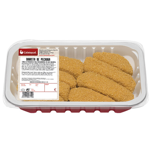 Alcampo Bandeja de barritas de pechuga de pollo empandas y recubiertas con bechamel CALATAYUD
