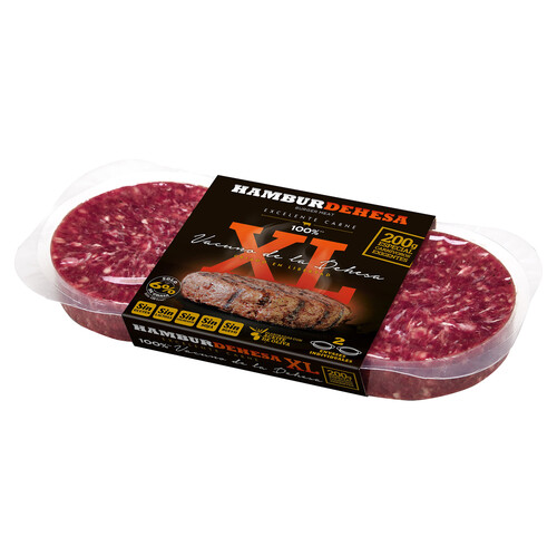 Alcampo Bandeja de burguer meat de vacuno de la dehesa criada en libertad HAMBURDEHESA XL 2 x 200 g