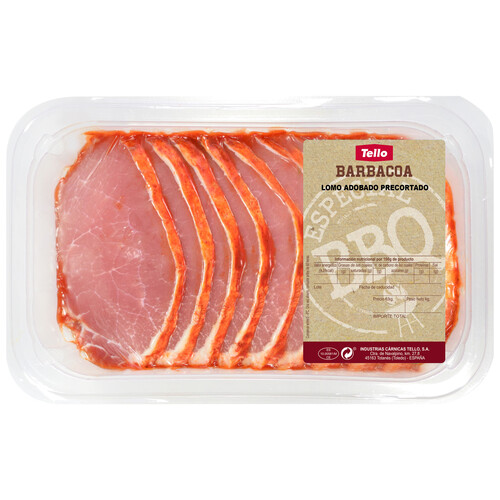 Alcampo Bandeja de cinta de lomo adobada de calidad extra y cortada en filetes TELLO