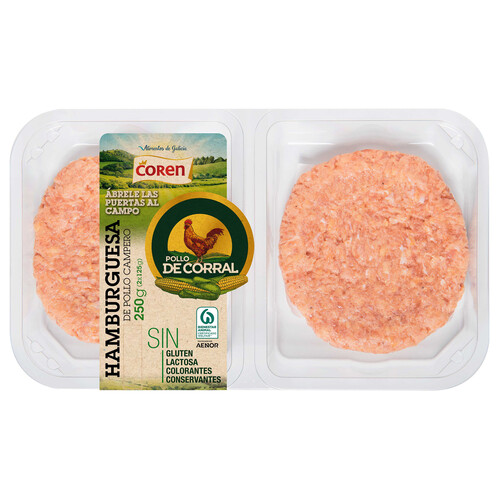 Alcampo Bandeja de hamburguesas de pollo de corral COREN 2 x 125 g