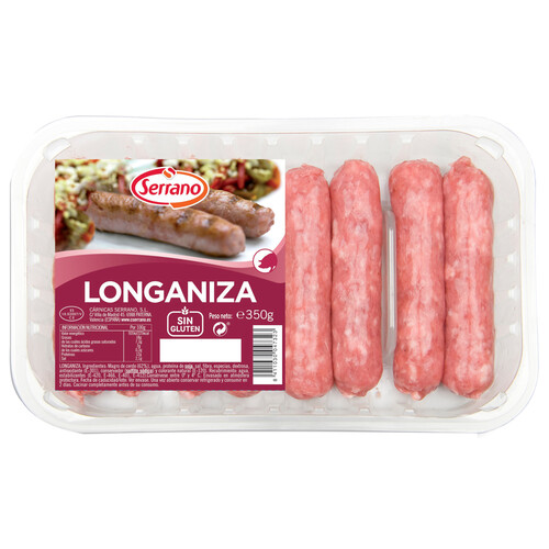 Alcampo Bandeja de longanizas frescas blancas elaboradas sin gluten SERRANO 350 g