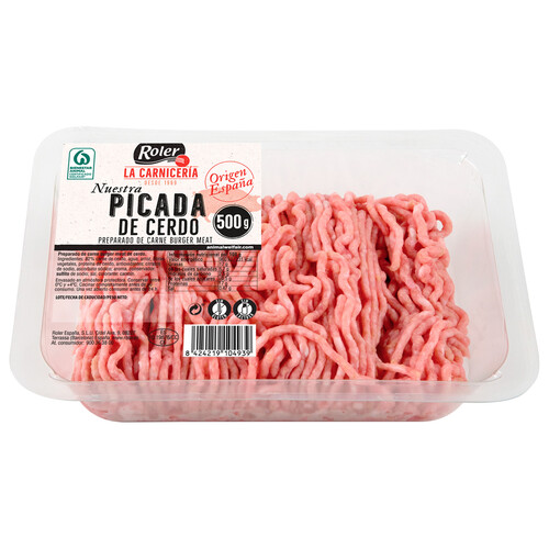 Alcampo Bandeja De Preparado De Carne Picada (burger Meat) De Cerdo Elaborada Sin Gluten ROLER La Carniceria 500 G