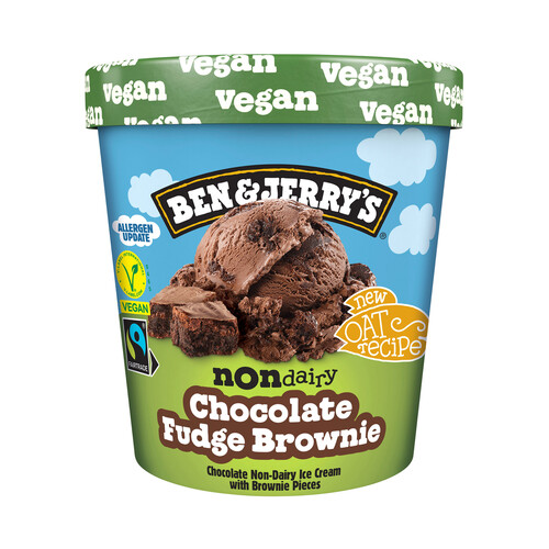 Alcampo BEN & JERRY'S Fudge browne Tarrina de helado vegano de chocolate con trozos de brownie de chocolate 465 ml