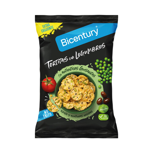 Alcampo BICENTURY Tortitas de legumbres tomate guisantes y aceitunas negras 60 g