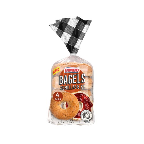 Alcampo BIMBO Bagels con semillas (pan redondo) 4 uds. 300 g