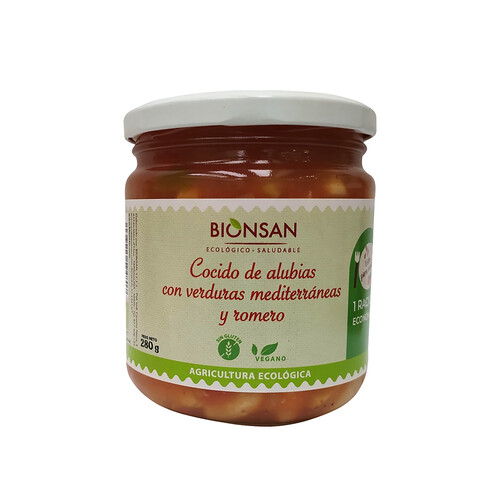 Alcampo BIONSAN Cocido de alubias con verduras Mediterráneas y romero ecológico BIONSAN 280 g