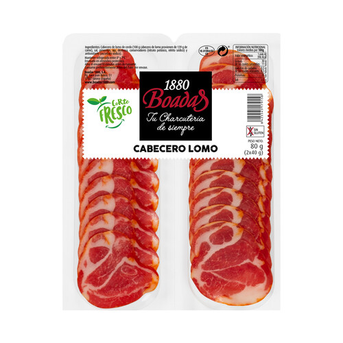 Alcampo BOADAS Cabecero de lomo sin gluten y cortado en finas lonchas BOADAS 2 x 40 g