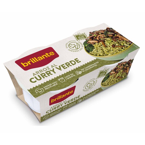 Alcampo BRILLANTE Arroz al curry verde en tarrina 2 X 125 gr