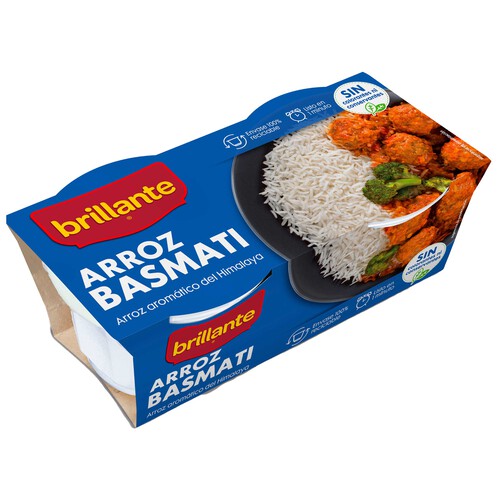 Alcampo BRILLANTE Arroz basmati en tarrina paquete de 2 uds x 125 g