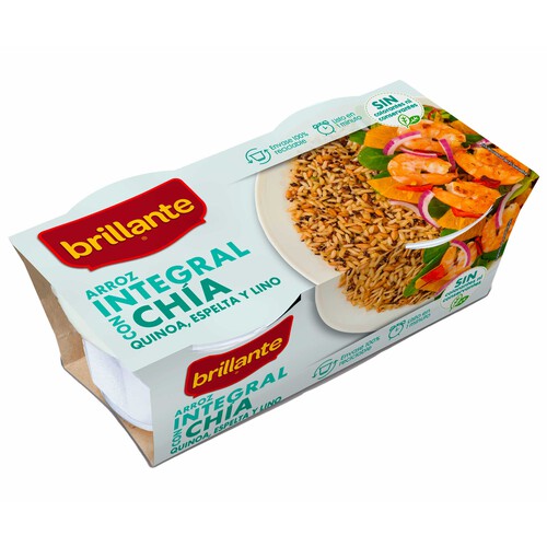 Alcampo BRILLANTE Arroz integral con chia en tarrina 2 x 125 gr