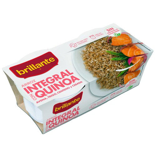 Alcampo BRILLANTE Arroz integral en tarrina paquete de 2 uds x 125 g