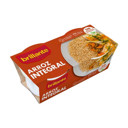 Alcampo BRILLANTE Arroz integral en tarrina paquete de 2 uds x 125 g