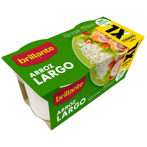 Alcampo BRILLANTE Arroz largo en tarrina paquete 2 uds x 200 g