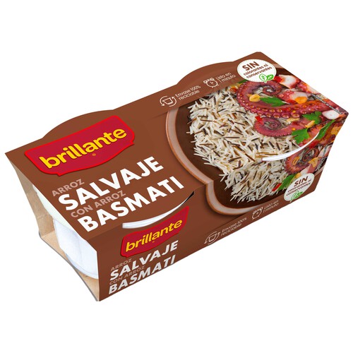 Alcampo BRILLANTE Arroz salvaje con arroz basmati en tarrina 2 X 125 gr