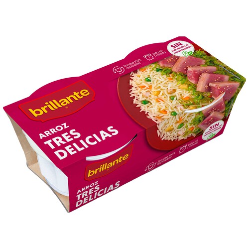 Alcampo BRILLANTE Arroz tres delicias en tarrina paquete de 2 uds x 125 g