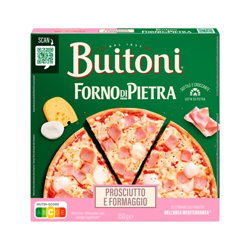 Alcampo BUITONI Forno di piertra Pizza de jamón y queso con masa fina y crujiente 350 g