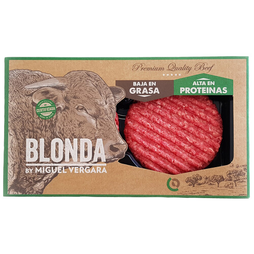 Alcampo Burger meat de ternera de la variedad Blonda MIGUEL VERGARA 2 x 160 g