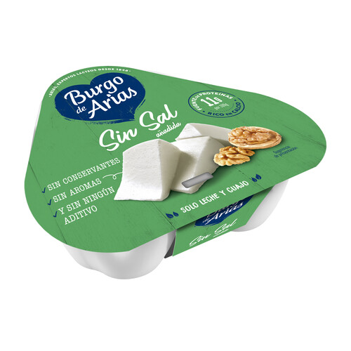 Alcampo BURGO DE ARIAS Queso fresco sin sal BURGO DE ARIAS tarrina de 72 g. pack 3 uds