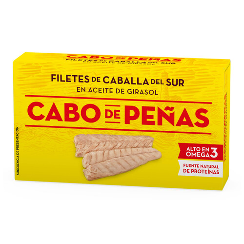 Alcampo CABO DE PEÑAS Caballa del sur en aceite de girasol en filetes lata de 53 g