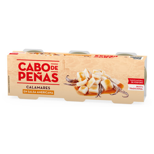 Alcampo CABO DE PEÑAS Calamares en salsa americana en trozos 3 uds x 45 g