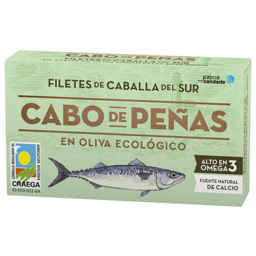 Alcampo CABO DE PEÑAS Filete Caballa en aceite de oliva ecológico lata 53 g