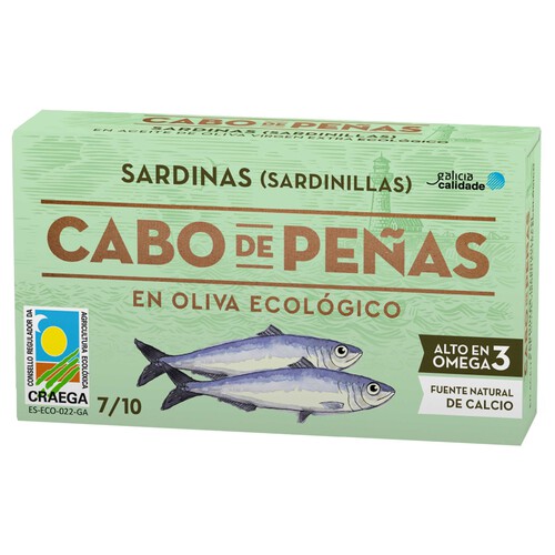 Alcampo CABO DE PEÑAS Sardinilla en aceite de oliva ecológico 60 g