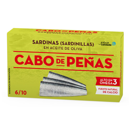 Alcampo CABO DE PEÑAS Sardinillas en aceite de oliva lata de 60 g