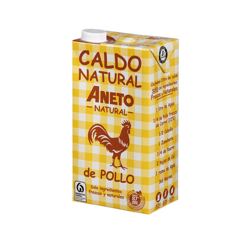 Alcampo Caldo de pollo de corral con verduras natural ANETO brik de 1 l