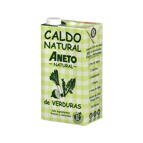 Alcampo Caldo de verduras y aceite de oliva virgen natural ANETO brik de 1 l