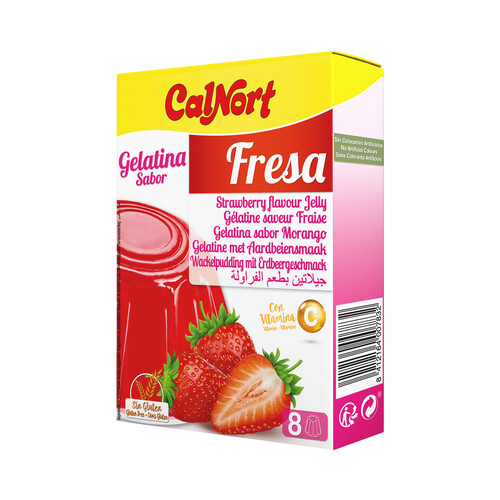 Alcampo CALNORT Gelatina sabor fresa sin gluten y con vitamina C 8 uds