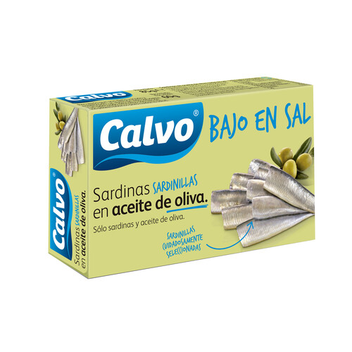 Alcampo CALVO Sardinillas en aceite de oliva con contenido reducido en sal 60 g