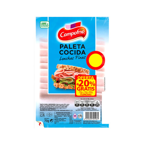 Alcampo CAMPOFRIO Paleta cocida cortada en finas lonchas 70 g