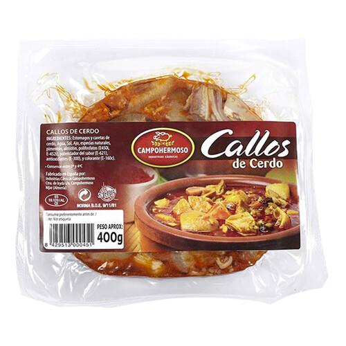 Alcampo CAMPOHERMOSO Callos de cerdo envasados al vacio listos para calentar y comer CAMPOHERMOSO 400 g