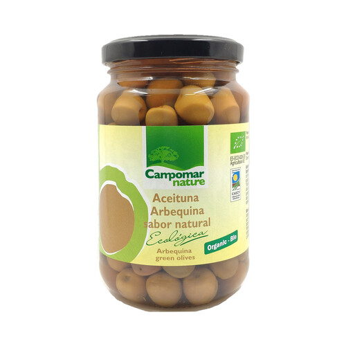 Alcampo CAMPOMAR NATURE Aceituna Arbequina verdes enteras de cultivo ecológico bote 200 g