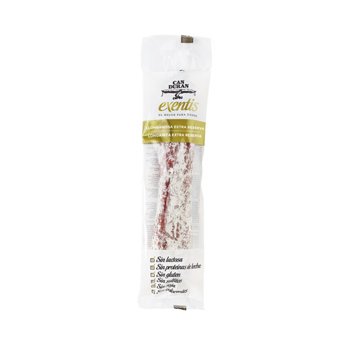 Alcampo CAN DURAN Longaniza extra reserva elaborada sin gluten ni lacotsa ni soja CAN DURAN Exentis 280 g