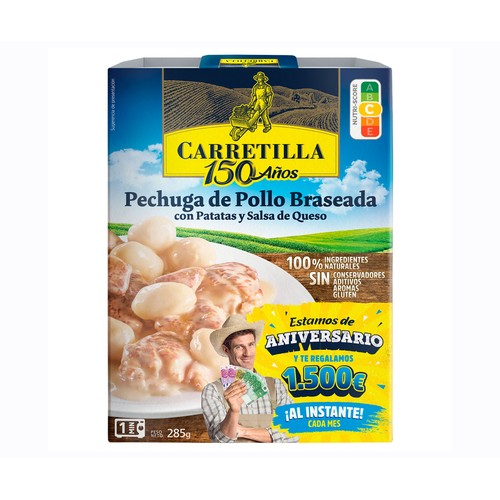 Alcampo CARRETILLA Pechuga de pollo braseada con patatas y salsa de queso 285 g